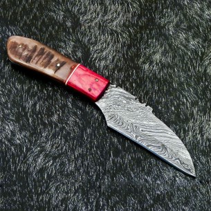 Custom Made Fixed Blade Skinning Knife Hunting Skinner Knife With Beautiful Handle & Leather Sheath